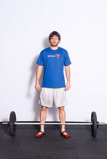 Stand by the bar with your feet approximately hip width apart.