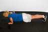 Lower your body until your chest, chin and quads touch the ground at the same time, as if doing a [Push Up].