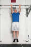 Bend your elbows and pull your chest up towards the bar. Your legs should remain still.