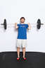 Stand straight while holding a barbell at chest level, keeping the back of your hands against your chest.
