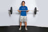 Lower the weights back down, so that your arms are straight down again as in <1/position 1>.